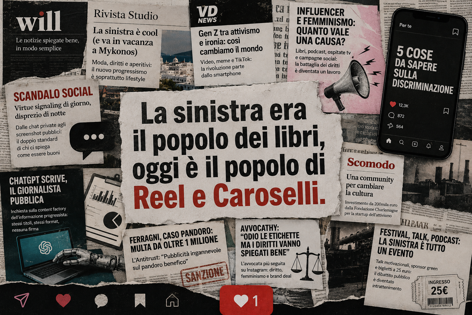 LA SINISTRA ERA IL POPOLO DEI LIBRI E DELLA MILITANZA. OGGI È IL PUBBLICO DI REEL E CAROSELLI.